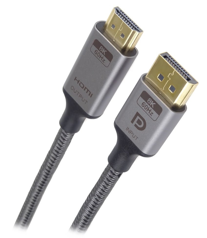 PremiumCord DisplayPort 1.4 na HDMI2.1 kabel pro rozlišení 8K@60Hz,4K@144Hz, 2m kportadk05-02