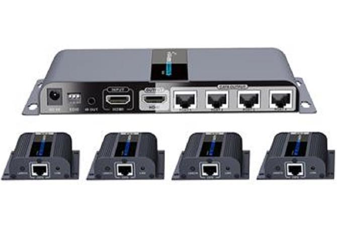 PremiumCord HDMI 1-4 splitter+extender po CAT6/6a/7, FULL HD, 3D khsplit4g