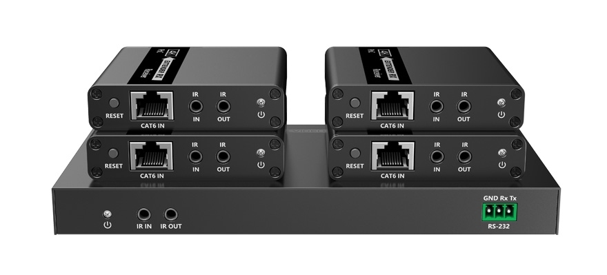 PremiumCord HDMI 1-4 splitter+extender po CAT6/6a/7, UHD 4K@30Hz až na 70m khsplit4j