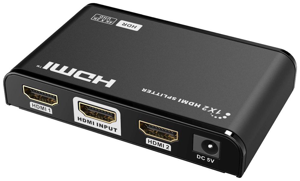 PremiumCord HDMI 2.0 splitter 1-2 porty, 4K/60Hz, FULL HD, 3D, HDR, EDID management khsplit2f