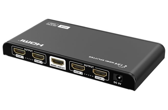 PremiumCord HDMI 2.0 splitter 1-4 porty, 4K x 2K/60Hz, FULL HD, 3D, černý khsplit4f
