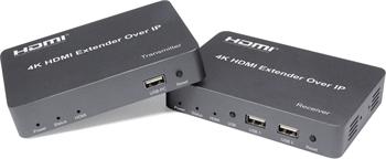 PremiumCord HDMI extender s USB na 150m over IP, bez zpoždění khext150-1
