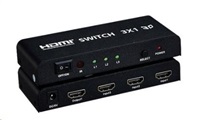 PremiumCord HDMI switch 3:1 kovový, dálkové ovl. khswit31b