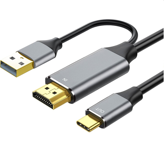 PremiumCord HDMI2.0 na USB-C kabel pro monitory s USB-C konektorem, 4K@60Hz,1080p Aluminium 2m ku31hdmi25