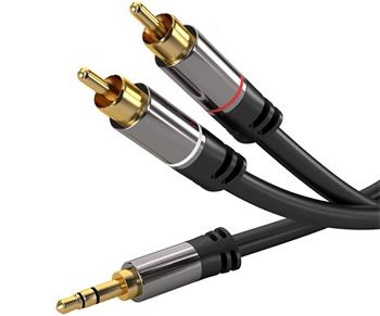 PremiumCord HQ stínený kabel stereo Jack 3.5mm-2xCINCH M/M 3m kjqcin3