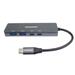 PREMIUMCORD Hub USB-C na 2x USB 3.2 Typ-C +2x USB 3.2, 5G SuperSpeed, Aluminum ku31hub11