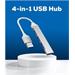 PremiumCord Hub USB3.2A na USB3.2 A + 3x USB2.0 A, SuperSpeed 5Gbps, hliníkové pouzdro ku3hub4a