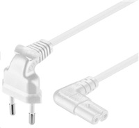 PREMIUMCORD Kabel síťový 230V k magnetofonu se zahnutými konektory 5m, bíla kpspm5-90w