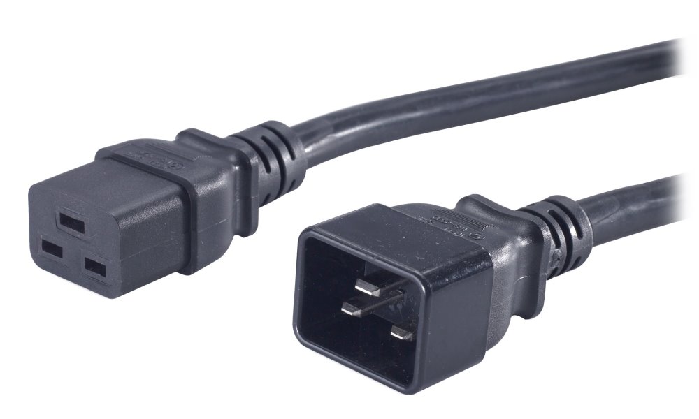 PremiumCord Kabel síťový prodlužovací 230V 16A 1,5m, konektory IEC 320 C19 - IEC 320 C20 kpsa015