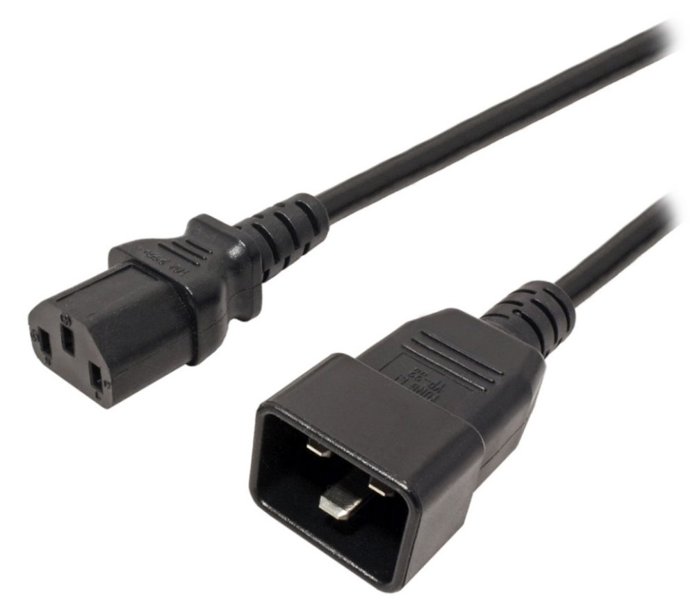 PremiumCord Kabel síťový propojovací 230V 10A 1m, konektory IEC 320 C13 - IEC 320 C20 kpsb1