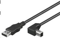 PremiumCord Kabel USB 2.0, A-B, 5m se zahnutým USB-B konektorem 90°