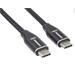 PremiumCord Kábel USB-C M/M, 5A, 240W 480Mbps cierny bavlnený oplet, 1,5m ku31cv15