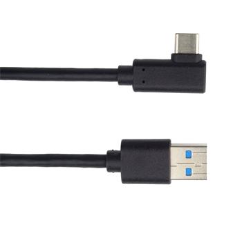 PremiumCord Kabel USB typ C/M zahnutý konektor 90° - USB 3.0 A/M, 1m KU31CZ1BK
