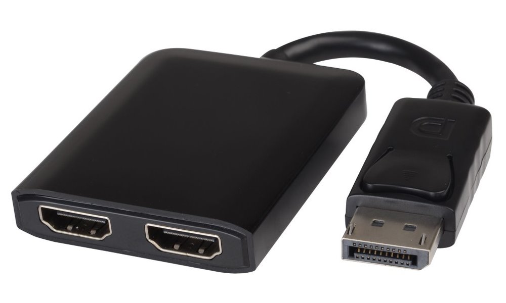 PremiumCord MST adaptér DisplayPort 1.2 - 2x HDMI, rozšíření+zrcadlení+2 obrazy, 4K*2K@60Hz kportad18