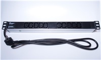 PREMIUMCORD Panel napájecí do 19" racku 1U, 10xIEC (C13), 2m kabel PDU-E10G10