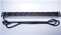 PremiumCord Panel napájecí do 19" racku 1U, 9x230V, 2m kabel PDU-F10G09