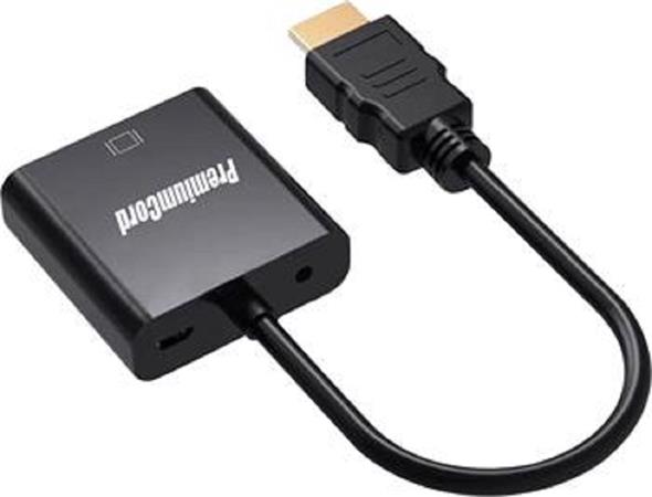 PremiumCord Převodník HDMI na VGA se zvukem 3,5mm stereo jack - černý khcon-54