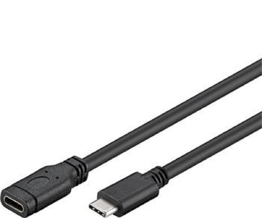PremiumCord Převodník Prodlužovací kabel USB-C M/F, černý, 1m ku31mf1