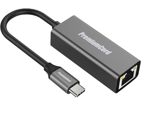 PremiumCord Převodník USB-C na Gigabit konektor RJ45 ku31ether02