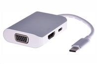 PREMIUMCORD Převodník USB3.1 typ C na HDMI + VGA + PD charge, Aluminium pouzdro ku31dock07
