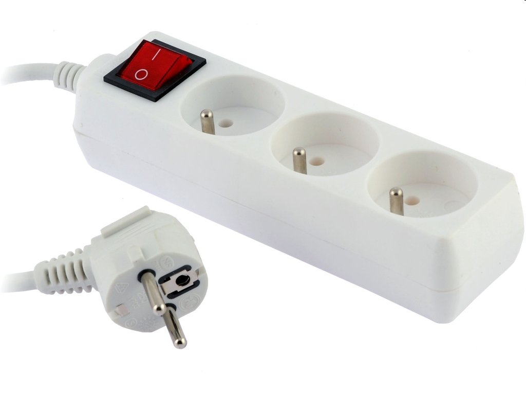 PremiumCord prodlužovací přívod 230V, 5m, 3 zásuvky, vypínač pp3k-05