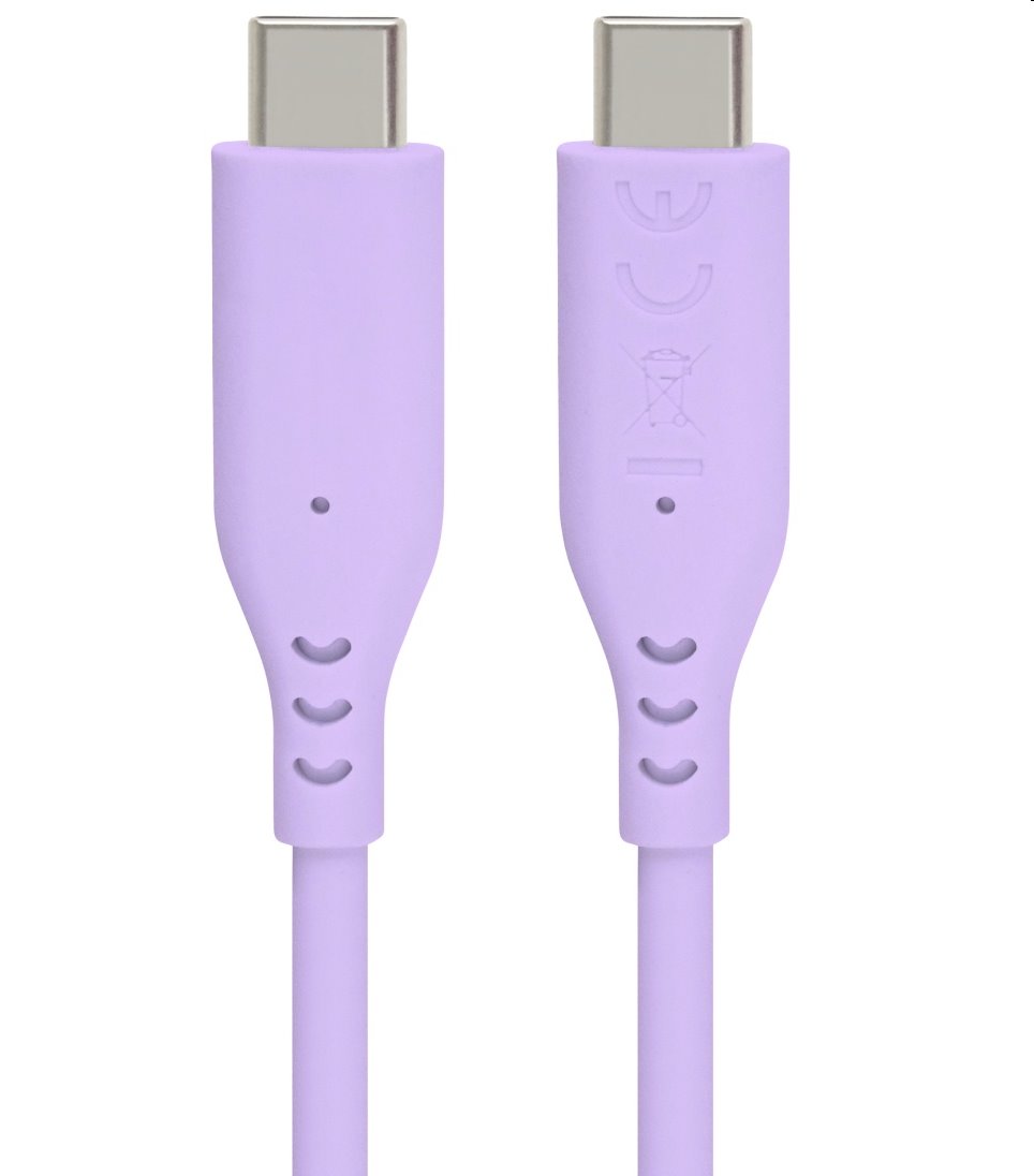 PremiumCord Silikónový kábel USB-C 60W 480Mbps fialový extra mäkký a robustný kábel dlžky 1,5m ku31sa15v
