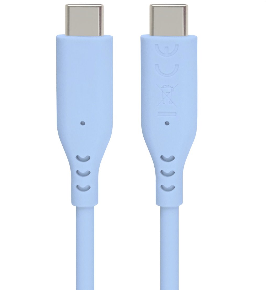 PremiumCord Silikónový kábel USB-C 60W 480Mbps modrý extra mäkký a robustný kábel dlžky 1,5m ku31sa15b