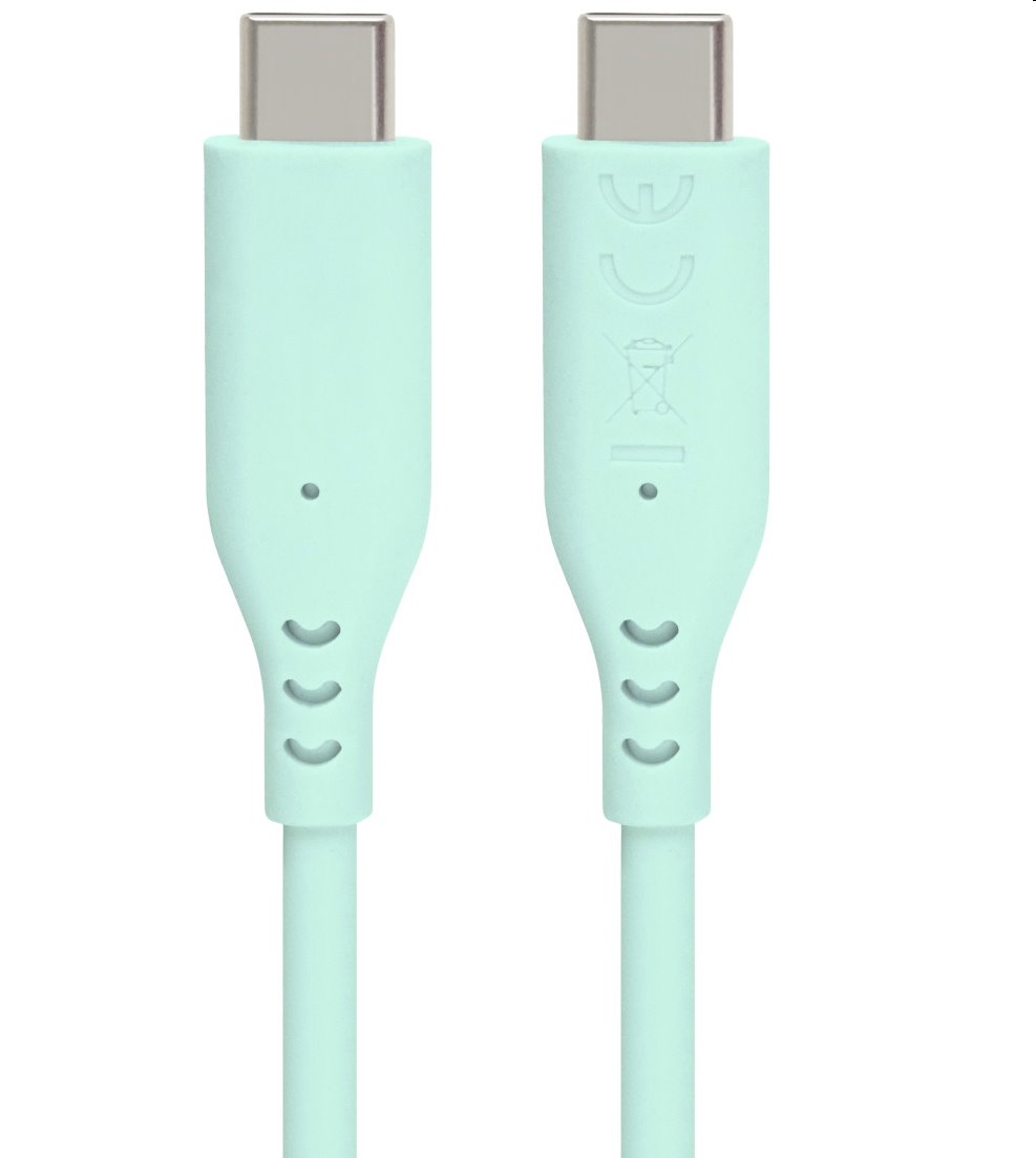 PremiumCord Silikónový kábel USB-C 60W 480Mbps tyrkysový extra mäkký a robustný kábel dlžky 1,5m ku31sa15t