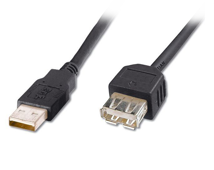 PremiumCord USB 2.0 kabel prodlužovací, A-A, 20cm černá