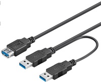 PremiumCord USB 3.0 napájací Y kábel A/Male + A/Male -- A/Female DUAL (prídavné napájanie) ku3y02