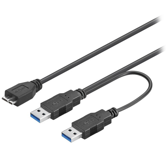 PremiumCord USB 3.0 napájecí Y kabel A/Male + A/Male -- Micro B/Mmale, 30cm KU3Y01