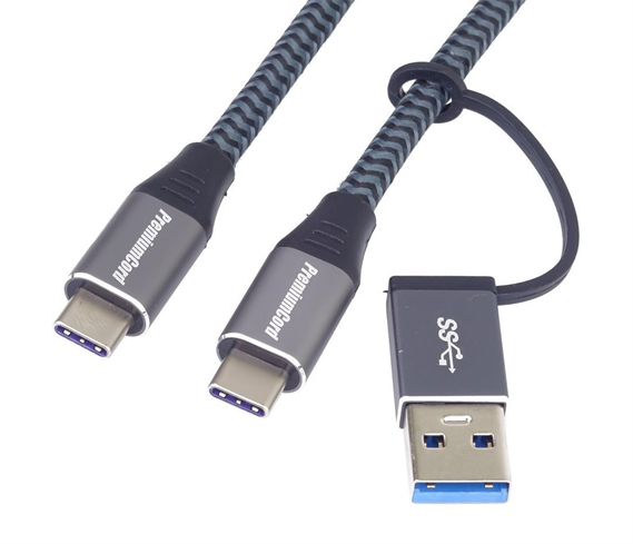 PremiumCord USB-C kabel ( USB 3.2 GEN 2, 5A, 100W, 20Gbit/s ) bavlněný oplet, 2m ku31cq2