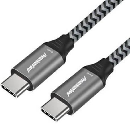 PremiumCord USB-C kabel ( USB 3.2 GEN 2, 5A, 100W, 20Gbit/s ) bavlněný oplet, 2m ku31cr2