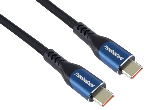 PremiumCord USB-C kabel ( USB 3.2 GEN 2x2, 5A, 100W, 20Gbit/s ) 2m, bavlněný oplet, černý ku31cry2