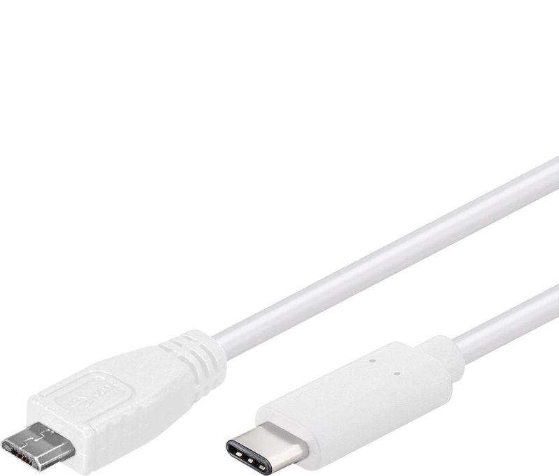 PremiumCord USB-C/male - USB 2.0 Micro-B/Male, bílý, 0,6m KU31CB06W