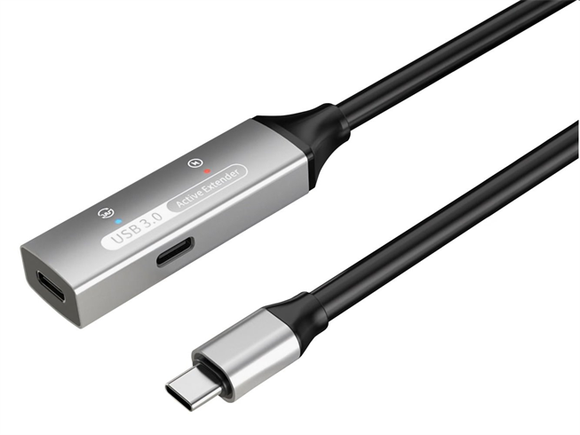 PremiumCord USB-C repeater a predlžovací kábel Male-Female, 5Gbps Aluminium 5m ku31rep5al