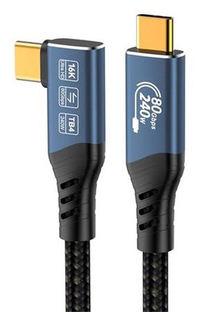 PremiumCord USB4™ Version2.0 80Gbps 16K@60Hz 240W Thunderbolt 3 a 4 kabel zahnutý 1,2m ku4cb12