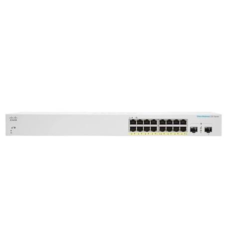 Prepínač Cisco CBS220-16P-2G, 16xGbE RJ45, 2xSFP, bez ventilátora, PoE+, 130W - REFRESH CBS220-16P-2G-EU-RF