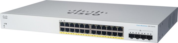 Prepínač Cisco CBS220-24FP-4G, 24xGbE RJ45, 4xSFP, PoE+, 382W CBS220-24FP-4G-EU-RF
