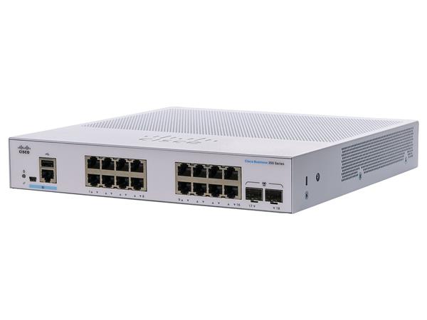 Prepínač Cisco CBS350-16T-E-2G, 16xGbE RJ45, 2xSFP, bez ventilátora CBS350-16T-E-2G-EU-RF