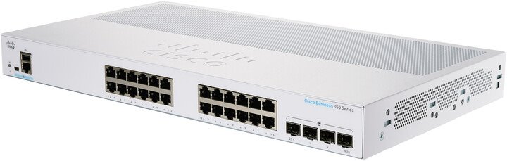 Prepínač Cisco CBS350-24T-4X, 24xGbE RJ45+ 4x10GbE SFP+, bez ventilátora CBS350-24T-4X-EU-RF