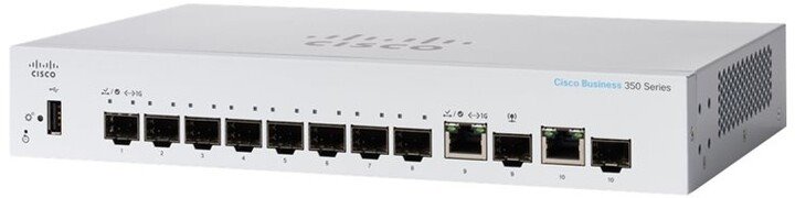 Prepínač Cisco CBS350-8S-E-2G-EU, 8xGbE SFP, 2xGbE RJ45/SFP CBS350-8S-E-2G-EU-RF