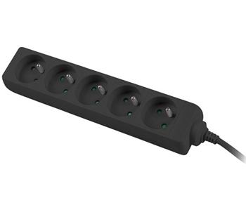 Prodlužovací přívod 230V 2m 5 zásuvek, černý ppa5-02bk