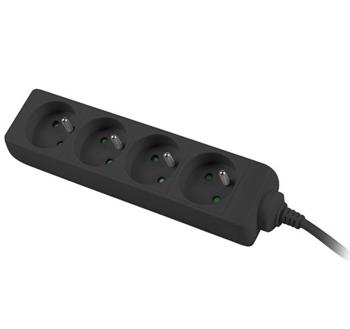Prodlužovací přívod 230V 3m 4 zásuvky, černý ppa4-03bk