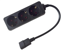Prodlužovací přívod 3x230V DE SCHUKO pro UPS (IEC320-C14), 30cm WN217-3/07/0.3BK-3-DE