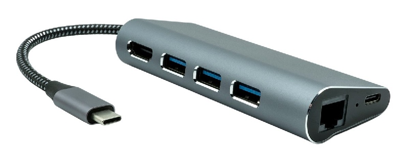ProXtend USB-C MultiHub 6v1 - HDMI 4K, RJ45, 3x USB-A + 1x USB-C s napájením NTB až 65W PX-USBC-MULTI6-001