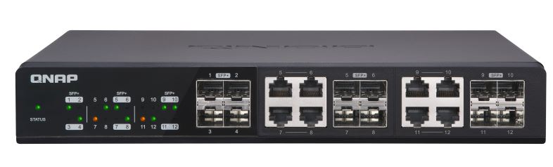 QNAP 10G switch QSW-1208-8C: 12x 10G port SFP+ (4x SFP+ a 8x kombinované SFP+ / RJ-45)