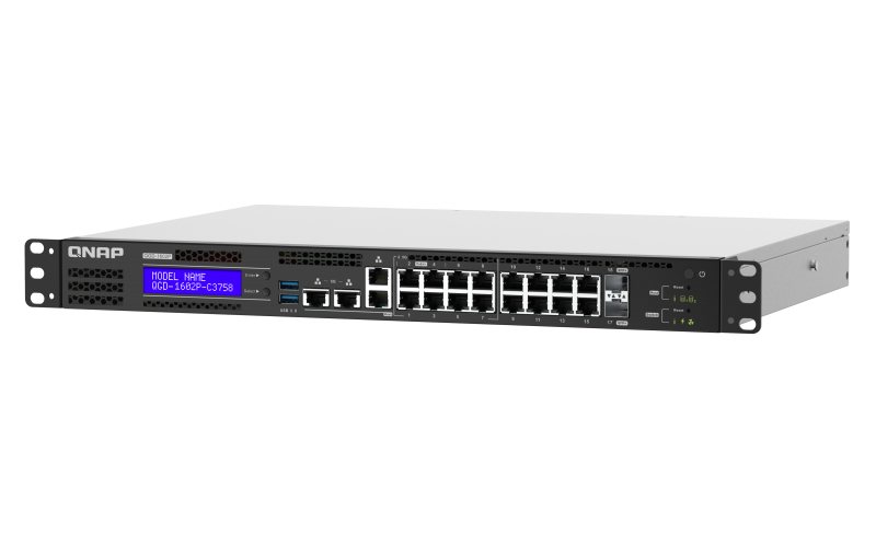 QNAP řízený switch QGD-1602P-C3758-16G (8x GbE PoE + 8x 2,5 GbE PoE + 2x 10GbE SFP+ / 16GB RAM) QGD-1602P-C3758-16GB