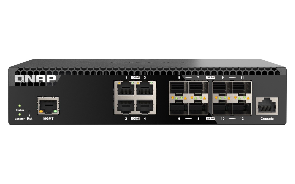 QNAP řízený switch QSW-M3212R-8S4T (4x 10GbE porty + 8x 10G SFP+ porty, poloviční šířka)