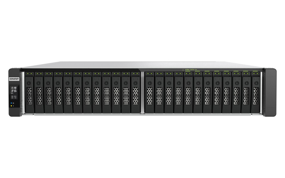 QNAP TDS-h2489FU-R2-4314-1T (2x Xeon, 1TB RAM, 24x 2,5" U.2/SATA, 4x PCIe, 4x 2,5GbE, 2x 25GbE)
